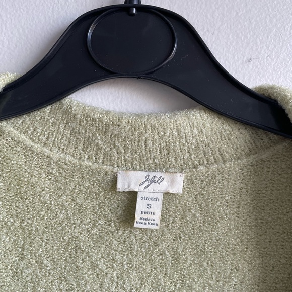 J. JILL GREEN WOOL MOHAIR BLEND SWEATER EMBROIDERED FLOWERS TIE BELT BUTTONS - Picture 10 of 10